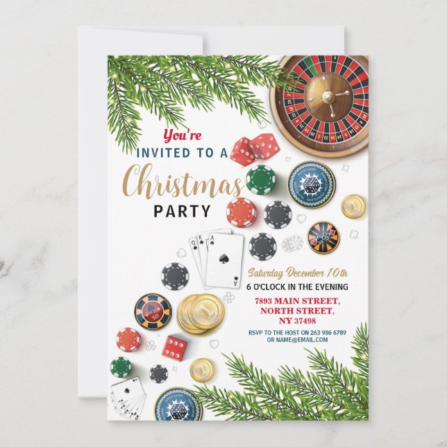 Invitation Fête de Noël Casino Roulette Vegas (Devant)