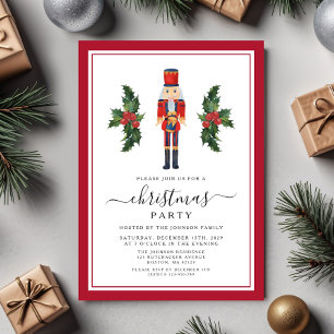Invitation Fête de Noël Casse-Noisette Rouge Festive