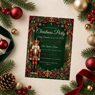 Invitation Fête de Noël Casse-Noisette Royale Émeraude