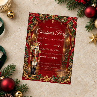 Invitation Fête de Noël Casse-Noisette Royale Rouge