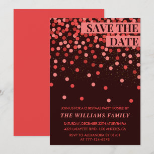 Invitation Fête de Noël chic  Sauvegarder la date Confettis 