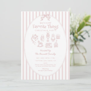 Invitation Fête de Noël Choses Préférées Rose Fantaisiste