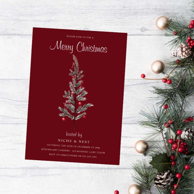 Invitation Fête de Noël classique Arbre traditionnel (Créateur téléchargé)