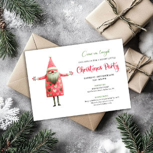 Invitation Fête de Noël Classique Drôle Santa Rouge Vert