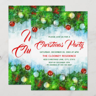 Invitation Fête de Noël classique traditionnelle et joyeux