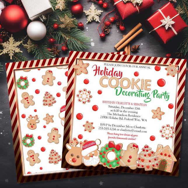 Invitation Fête de Noël Cookie Décoration (Holiday Christmas Cookie Decorating Party Invitation)