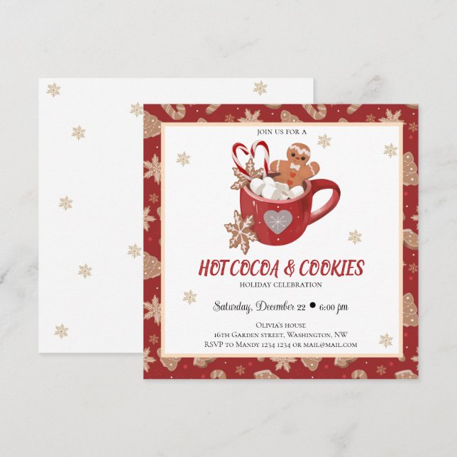 Invitation Fête de Noël Cookies et cacao (Devant / Derrière)