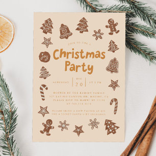 Invitation Fête de Noël Cookies Jaunes