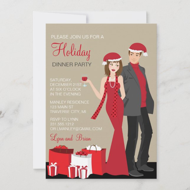 Invitation Fête de Noël Couples Entreprise (Devant)