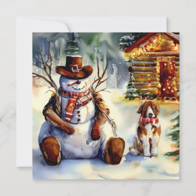 Invitation Fête de Noël Cowboy Snowman (Devant)