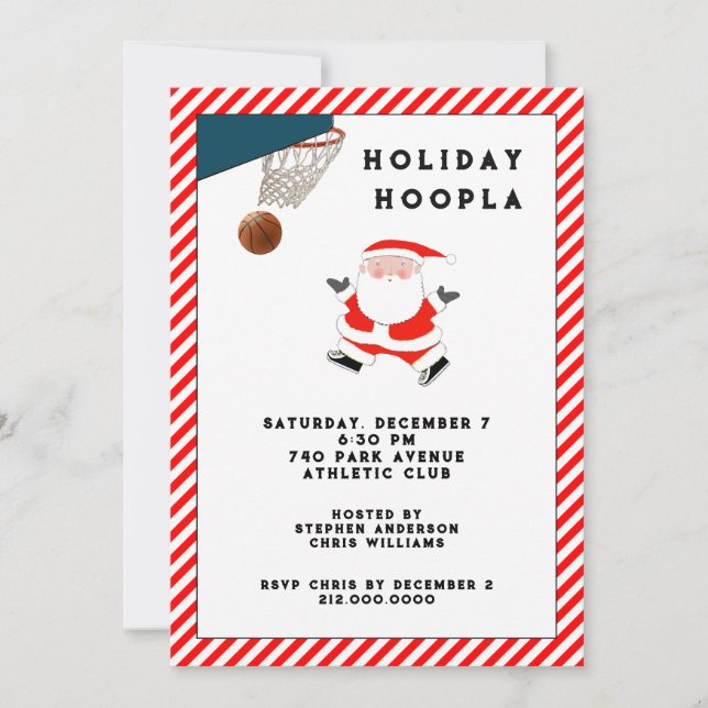 Invitation Fête de Noël de basket-ball (Devant)