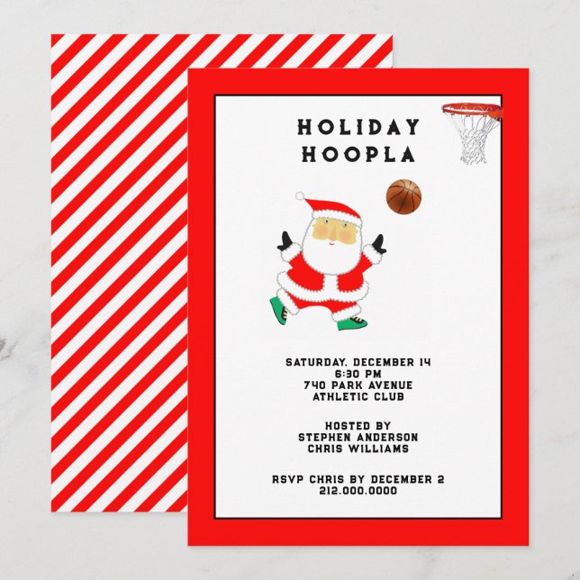 Invitation Fête de Noël de basket-ball (Devant / Derrière)