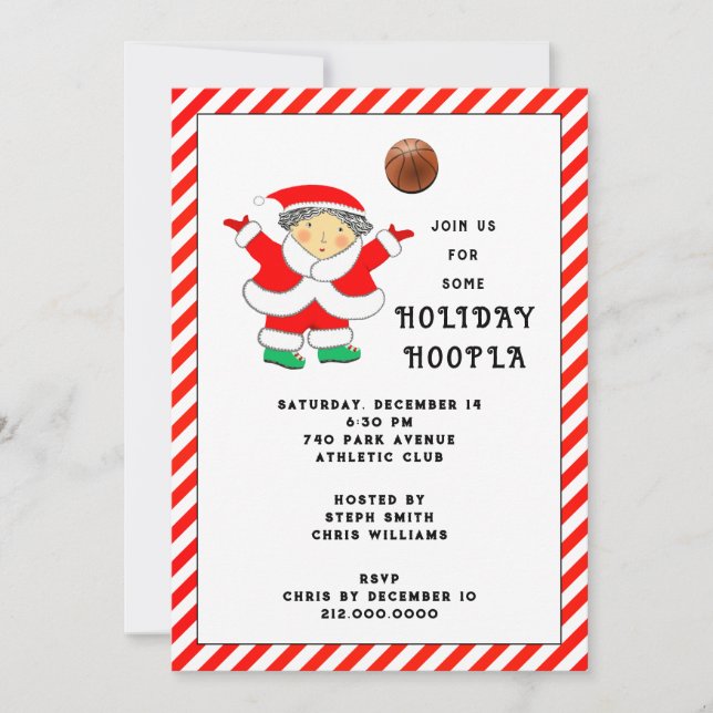 Invitation Fête de Noël de basket-ball (Devant)