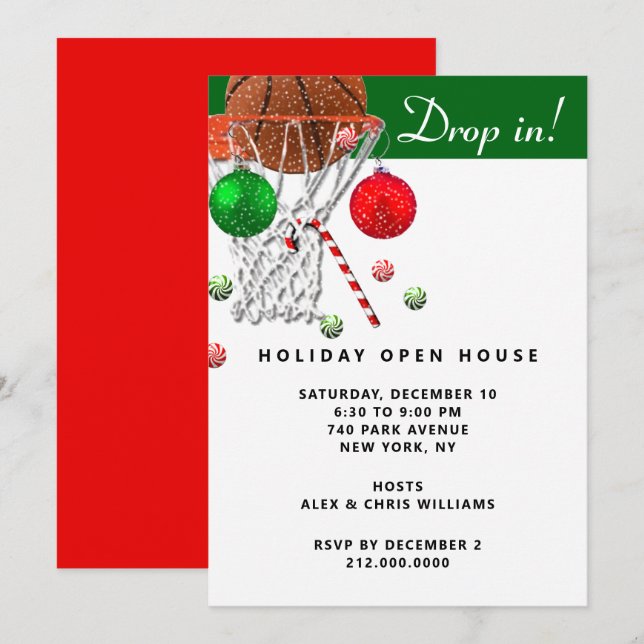 Invitation Fête de Noël de basket-ball (Devant / Derrière)
