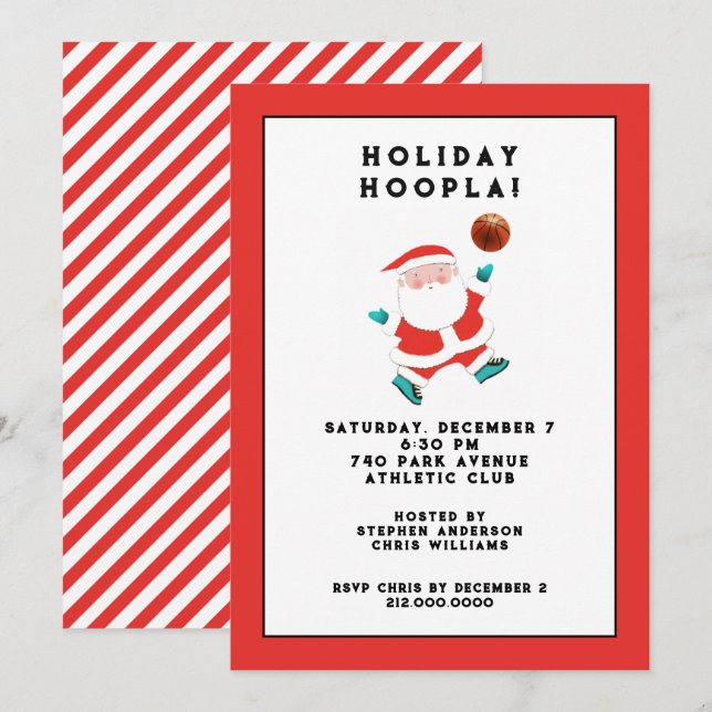 Invitation Fête de Noël de basket-ball (Devant / Derrière)