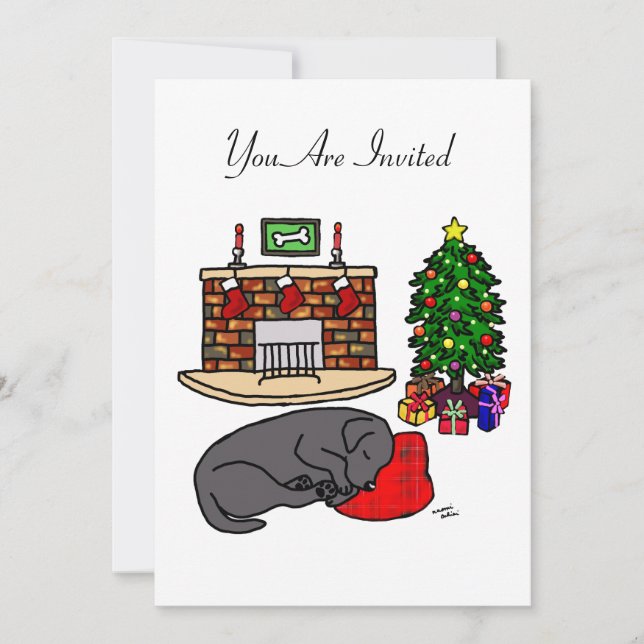 Invitation Fête de Noël de Black Labrador (Devant)
