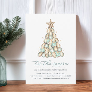 Invitation Fête de Noël de Coquilles d'Huîtres Côtières