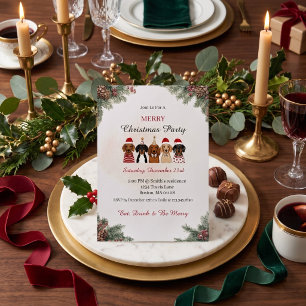 Invitation Fête de Noël de Dachshund festive