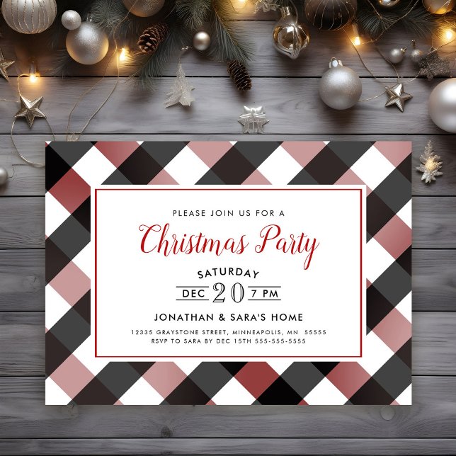 Invitation Fête de Noël de Flannel Border (Créateur téléchargé)