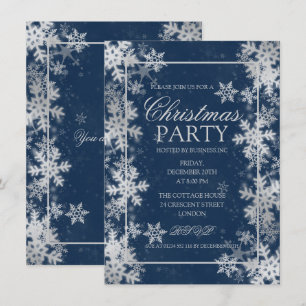 Invitation Fête de Noël de flocons de neige d'aluminium