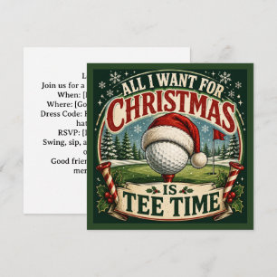 Invitation Fête de Noël de golf, allons-y sur le par
