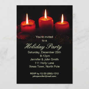 Invitation Fête de Noël de la bougie noire rouge