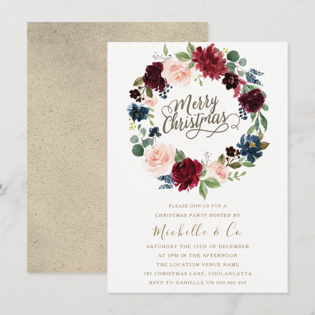 Invitation Fête de Noël de la couronne de fleurs de Bourgogne (Devant / Derrière)