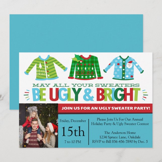 Invitation Fête de Noël de la Douleur moche (Devant / Derrière)