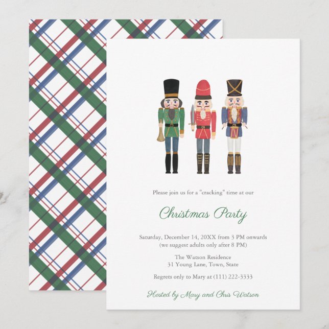 Invitation Fête de Noël de la famille des noisettes tradition (Devant / Derrière)