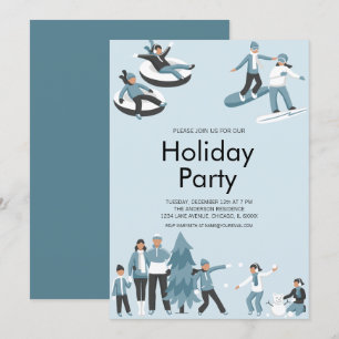 Invitation Fête de Noël de la famille d'hiver