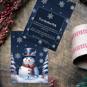 Invitation Fête de Noël de la forêt d'hiver Bleu