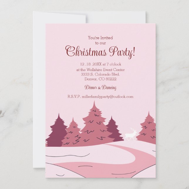 Invitation Fête de Noël de la forêt d'hiver moderne (Devant)