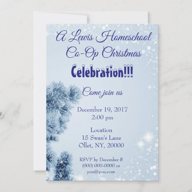 Invitation Fête de Noël de la Homeschool Co-op (Devant)
