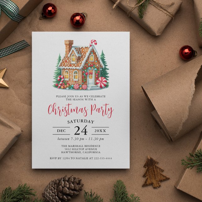 Invitation Fête de Noël de la maison de pain d'épices (Créateur téléchargé)