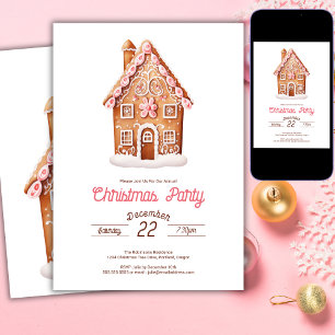 Invitation Fête de Noël de la maison en pain d'épices