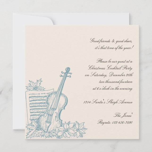 Invitation Fête de Noël de la Musique blanche et bleue d'hive (Devant)