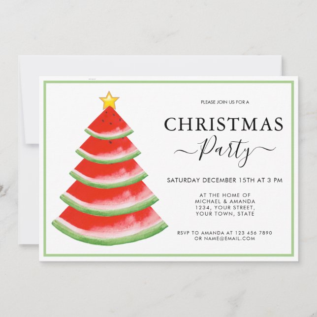 Invitation Fête de Noël de la pastèque (Devant)
