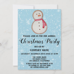 Invitation Fête de Noël de la société Blue avec un bonhomme d