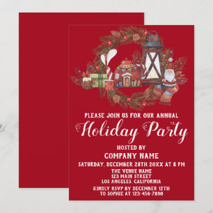 Invitation Fête de Noël de la société Red Green festive