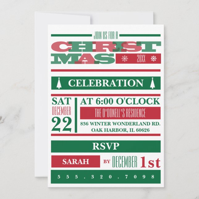Invitation Fête de Noël de la typographie (Devant)