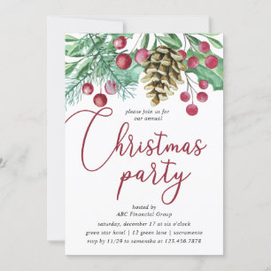 Invitation Fête De Noël De La Verdure Et Des Berries