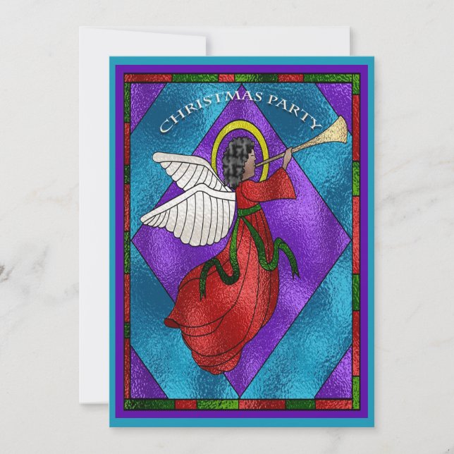 Invitation Fête de Noël de l'Ange de la Vitre en verre tendu (Devant)