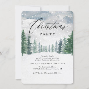 Invitation Fête de Noël de l'Arbre de Neige Rustique