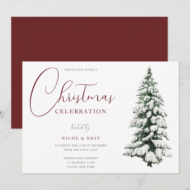 Invitation Fête de Noël de l'arbre de Noël (Devant / Derrière)