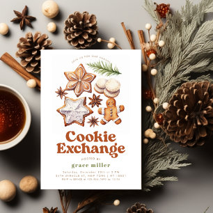 Invitation Fête de Noël de l'échange de biscuits moderne