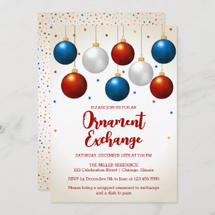 Invitation Fête de Noël de l'échange d'ornement