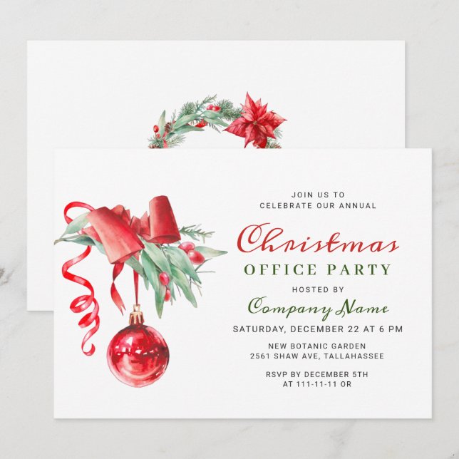 Invitation Fête de Noël de l'entreprise (Devant / Derrière)