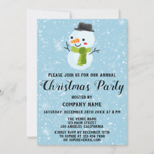 Invitation Fête de Noël de l'entreprise Bonhomme de neige bla