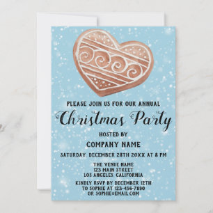 Invitation Fête de Noël de l'entreprise Coeur Bleu neige