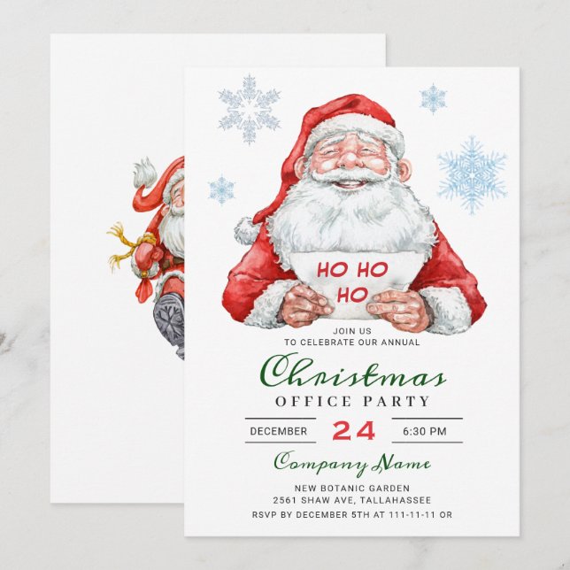 Invitation Fête de Noël de l'entreprise de Père Noël Funky (Devant / Derrière)